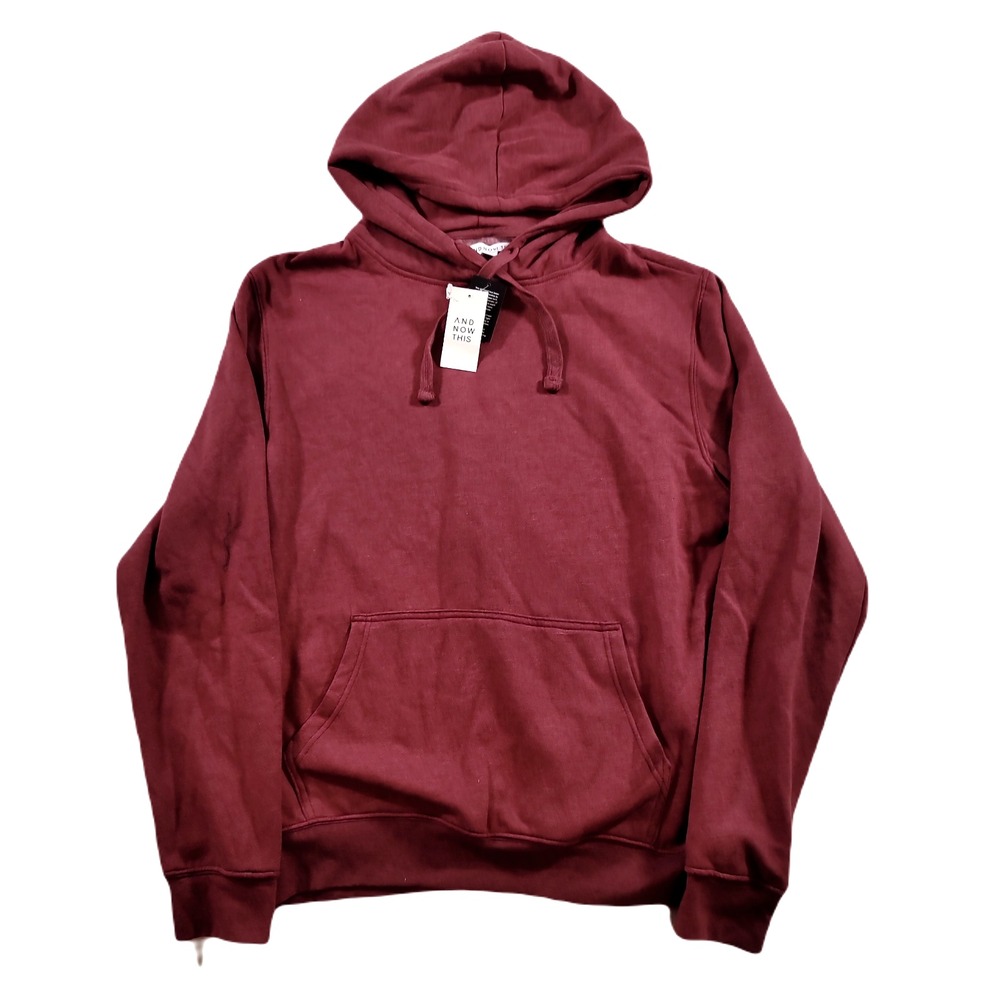 And Now This Fleece Hoodie Mens‎ Small Burgundy Red Washed Cotton NEW